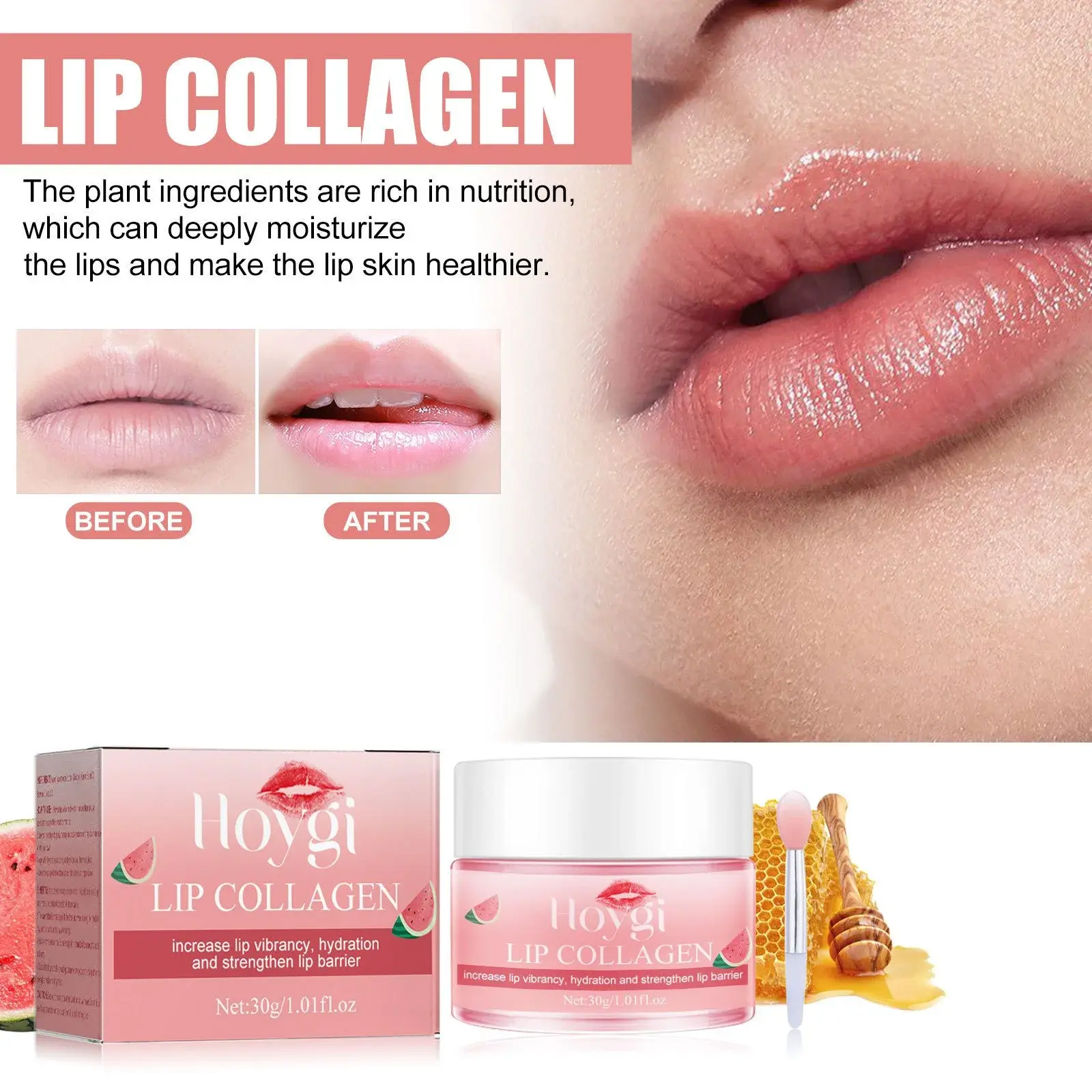 Watermelon Lip Mask - Moisturizing & Lip Line Reducing Treatment 1 HOA02 A030 30 PK1 001