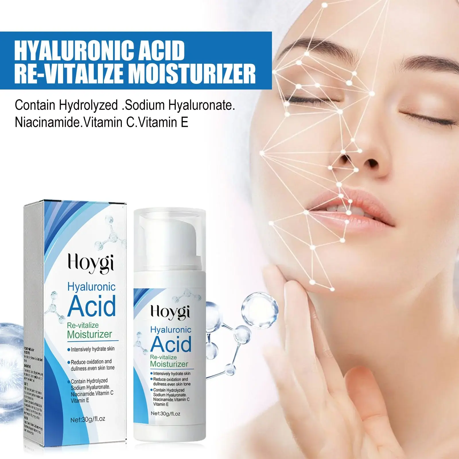 Hyaluronic Acid Cream with Vitamin C & E - Brightening Moisturizer 8 HOA02 A058 30 WH1 1010