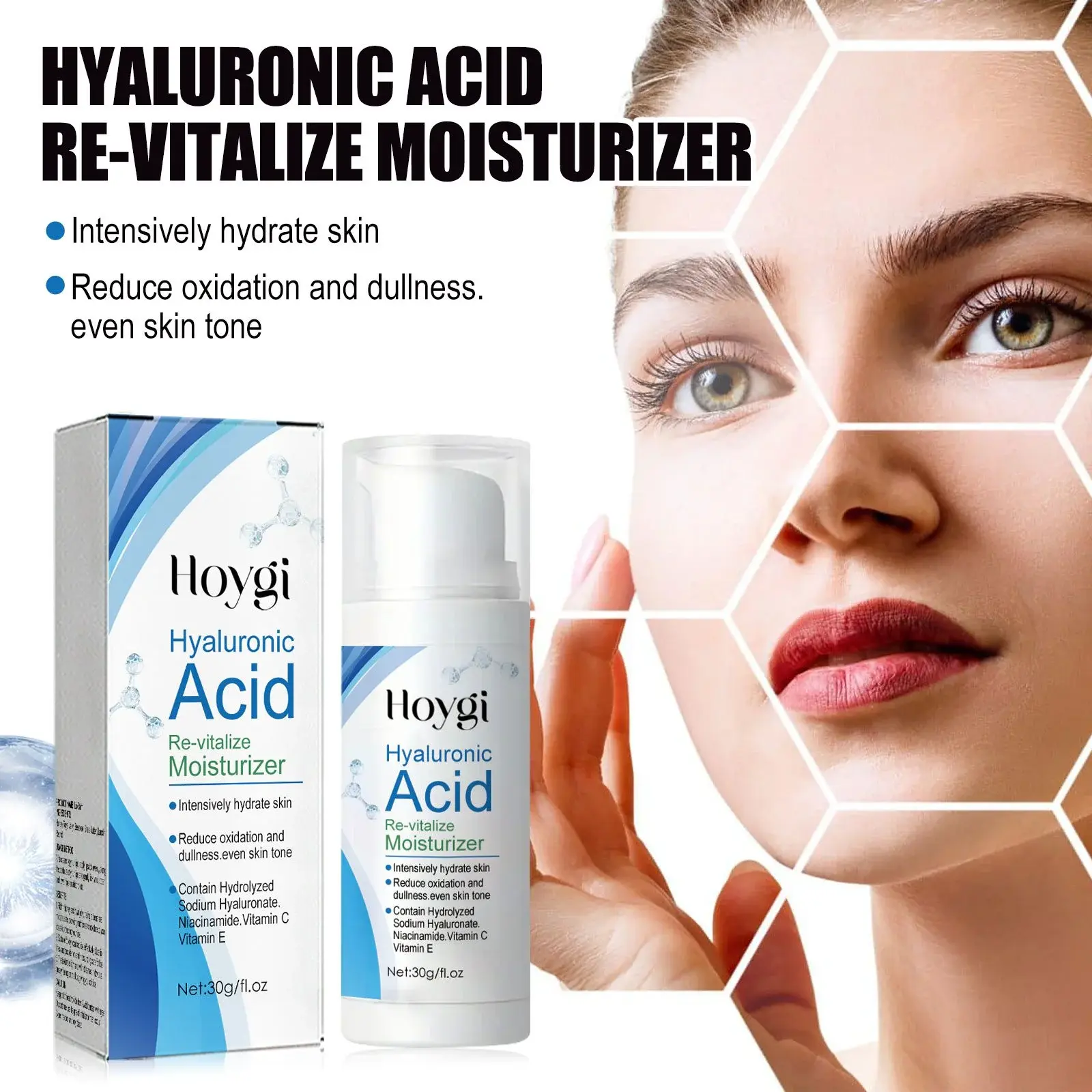 Hyaluronic Acid Cream with Vitamin C & E - Brightening Moisturizer 5 HOA02 A058 30 WH1 1014