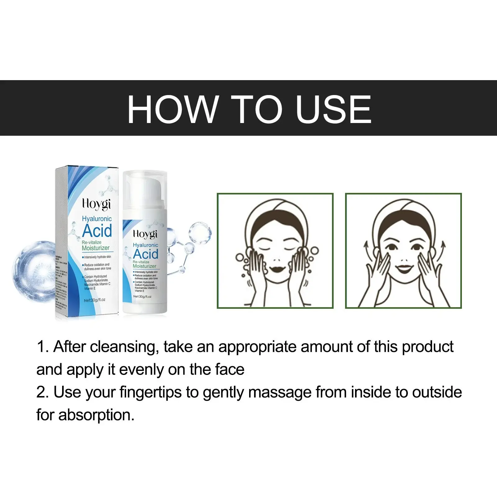 Hyaluronic Acid Cream with Vitamin C & E - Brightening Moisturizer 4 HOA02 A058 30 WH1 1019