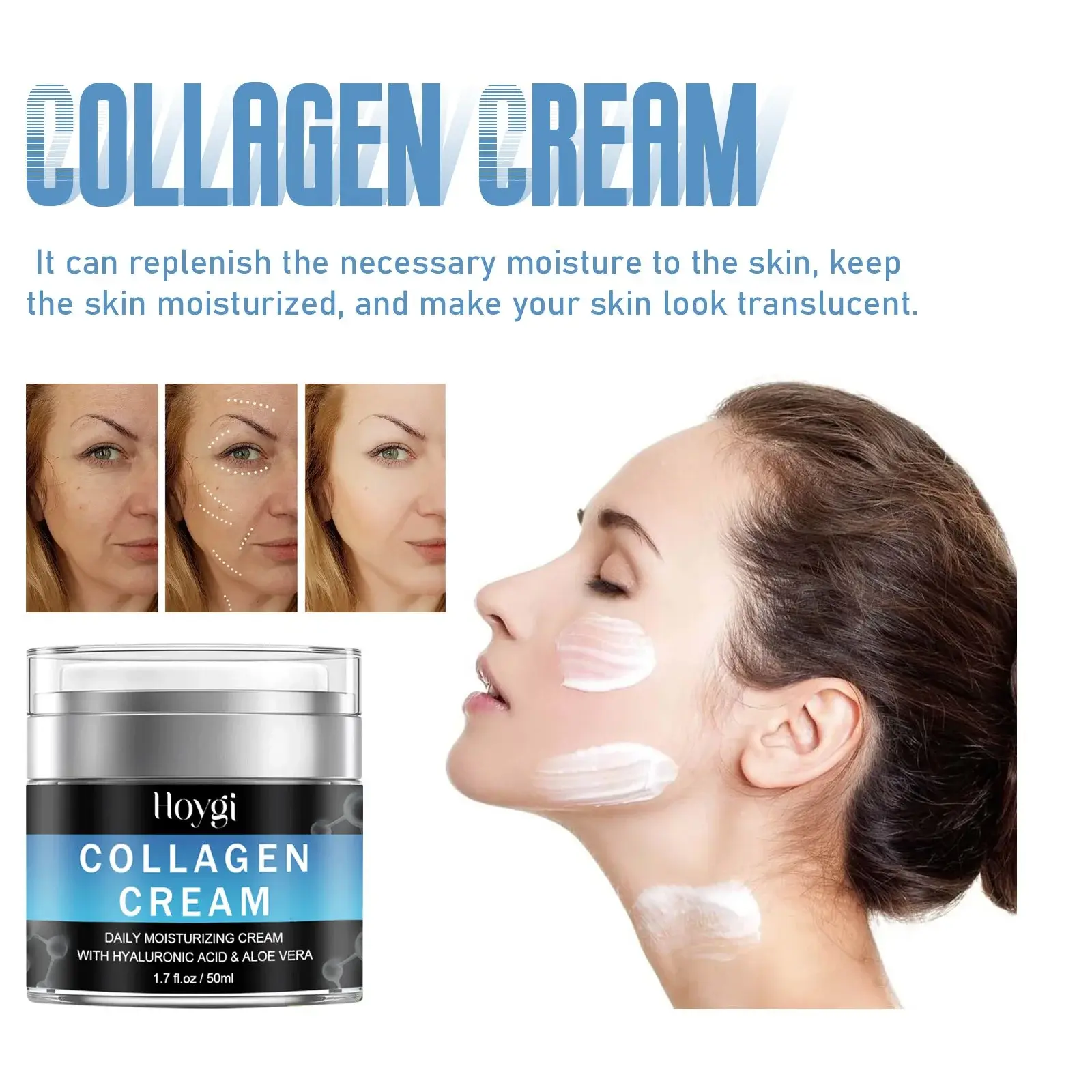 Collagen Face Cream - Hydrating Moisturizer for Fine Lines 7 HOA02 A066 50 BK1 17
