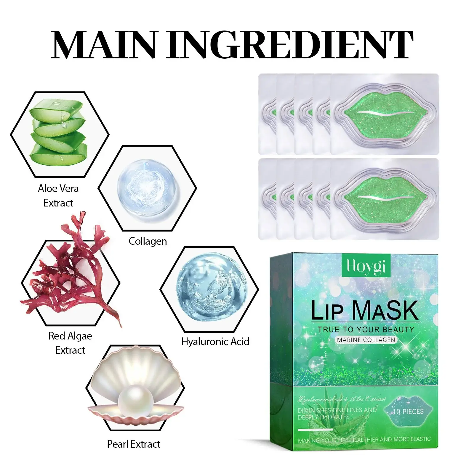 Marine Collagen & Aloe Lip Mask - Moisturizing & Exfoliating Care 3 HOA02 A084 10 GN1 004