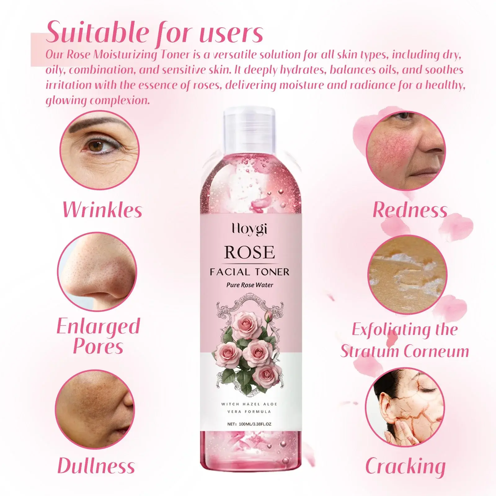 Rose Moisturizing Toner - Hydrating & Skin Barrier Repair 8 HOA05 A007 100 PK2 009
