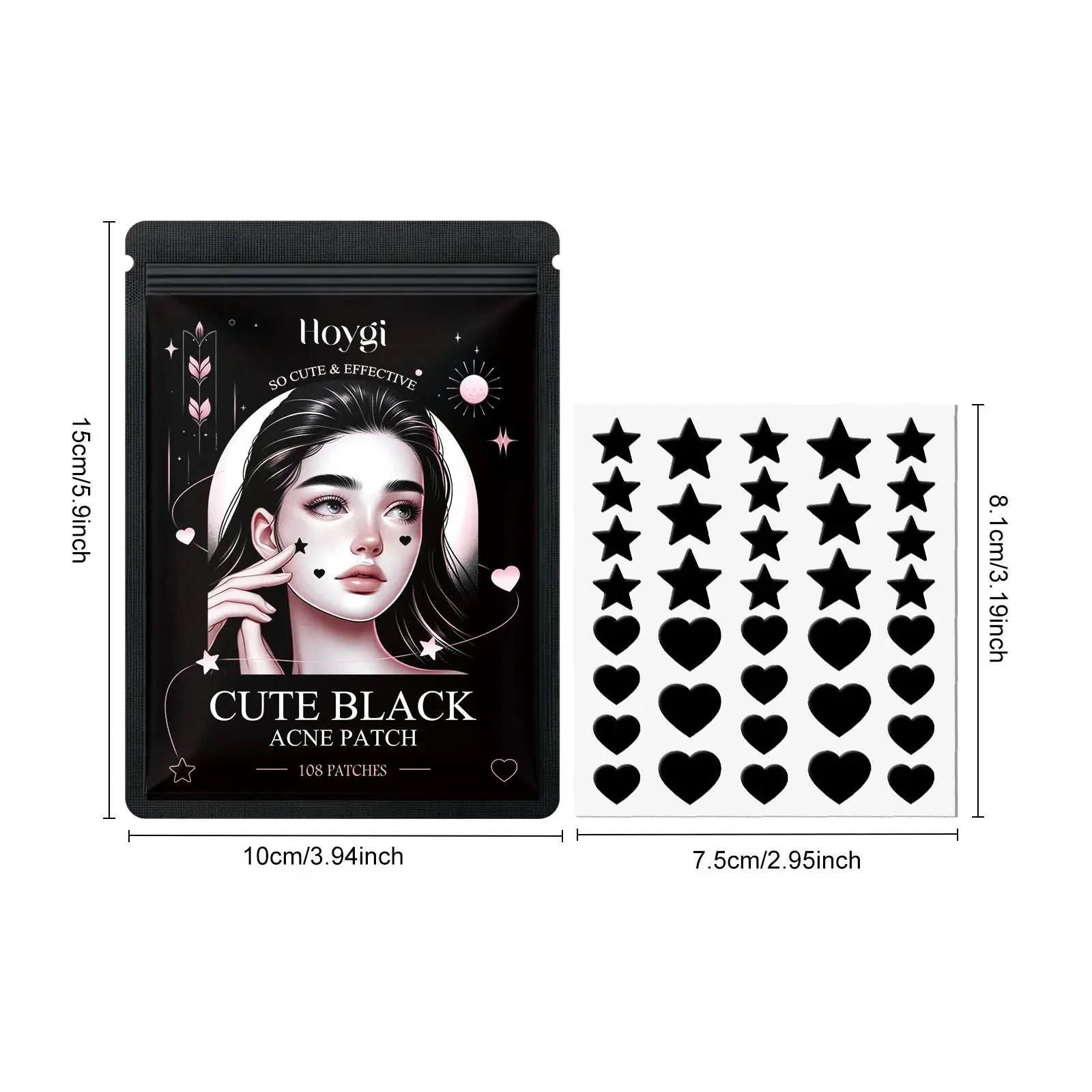 Cute Black Acne Patches for Pimple Treatment - Hoygi 1 HOA05 A027 108 BK1 002