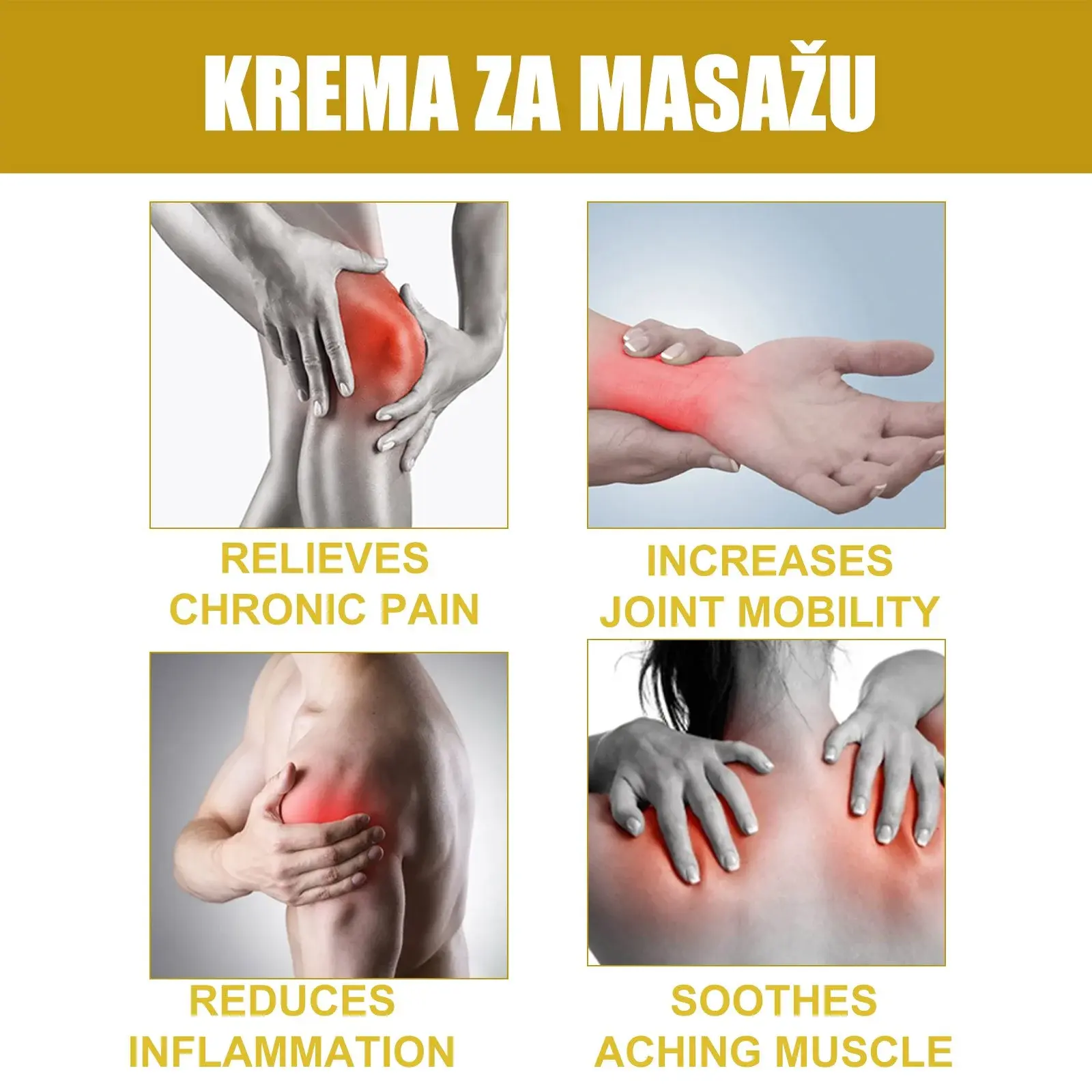 Massage Cream for Joint, Muscle & Bone Relief - Soothing Formula 8 HOA05 A030 100 WH1 009