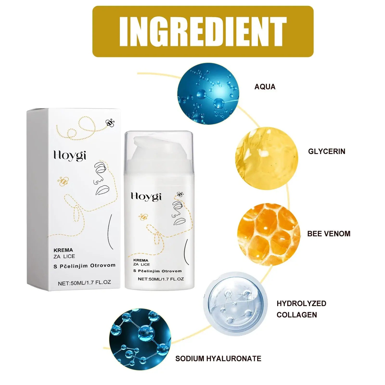 Bee Venom Face Cream Anti-Wrinkle & Firming - Hoygi 3 HOA05 A030 50 WH1 004