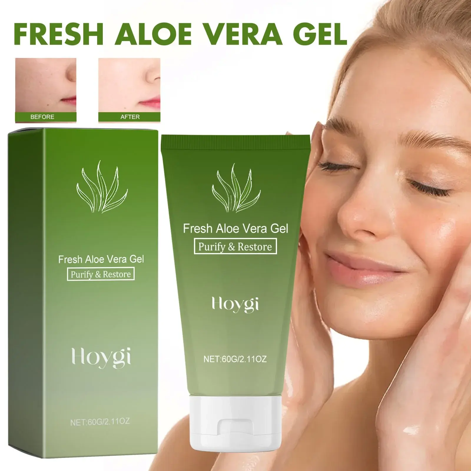 Fresh Aloe Vera Gel for Face - Soothing & Hydrating After Sun Care 2 HOA05 A037 60 GN1 002