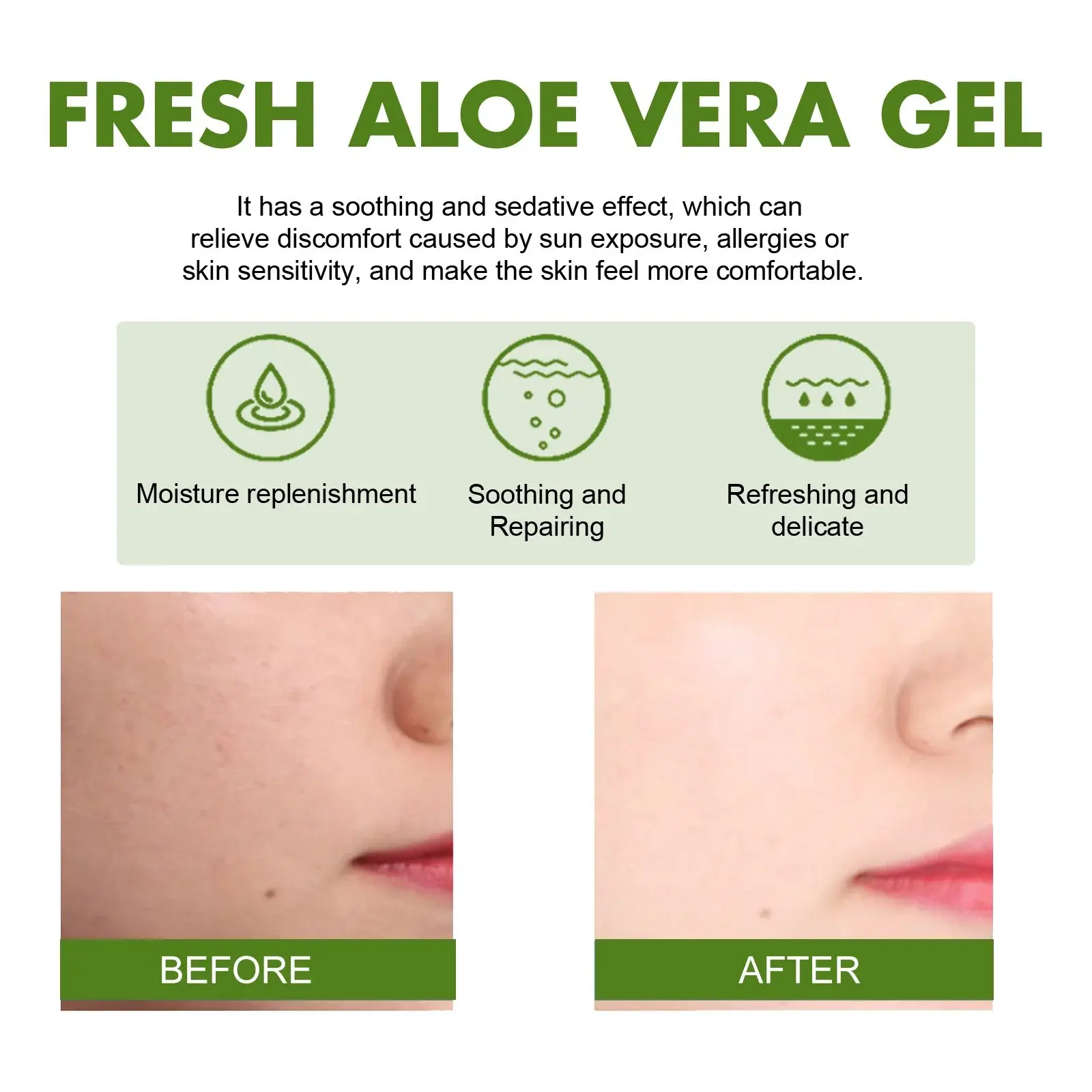 Fresh Aloe Vera Gel for Face - Soothing & Hydrating After Sun Care 6 HOA05 A037 60 GN1 006