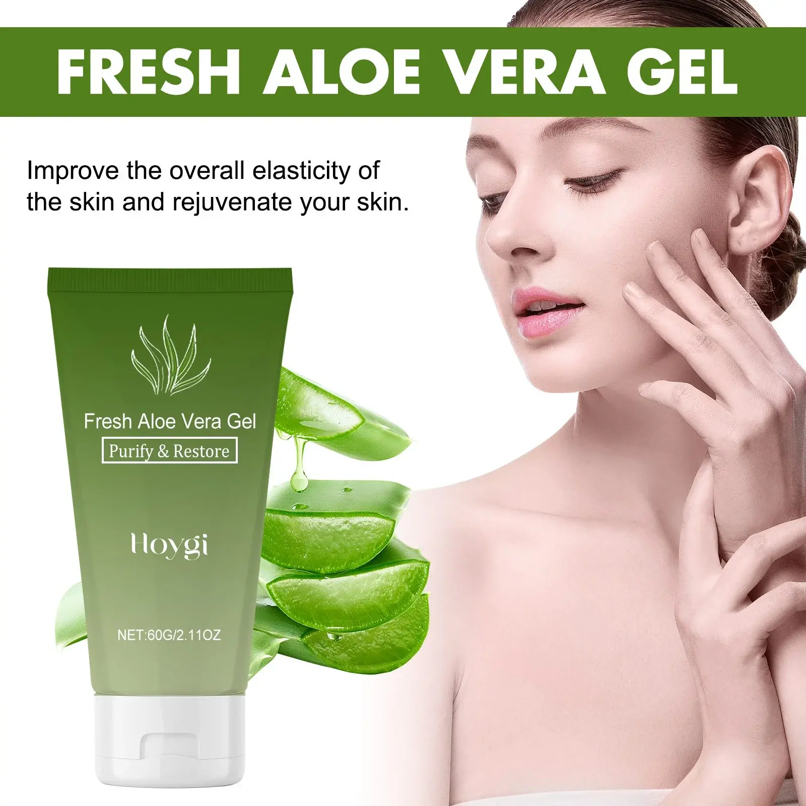 Fresh Aloe Vera Gel for Face - Soothing & Hydrating After Sun Care 8 HOA05 A037 60 GN1 008