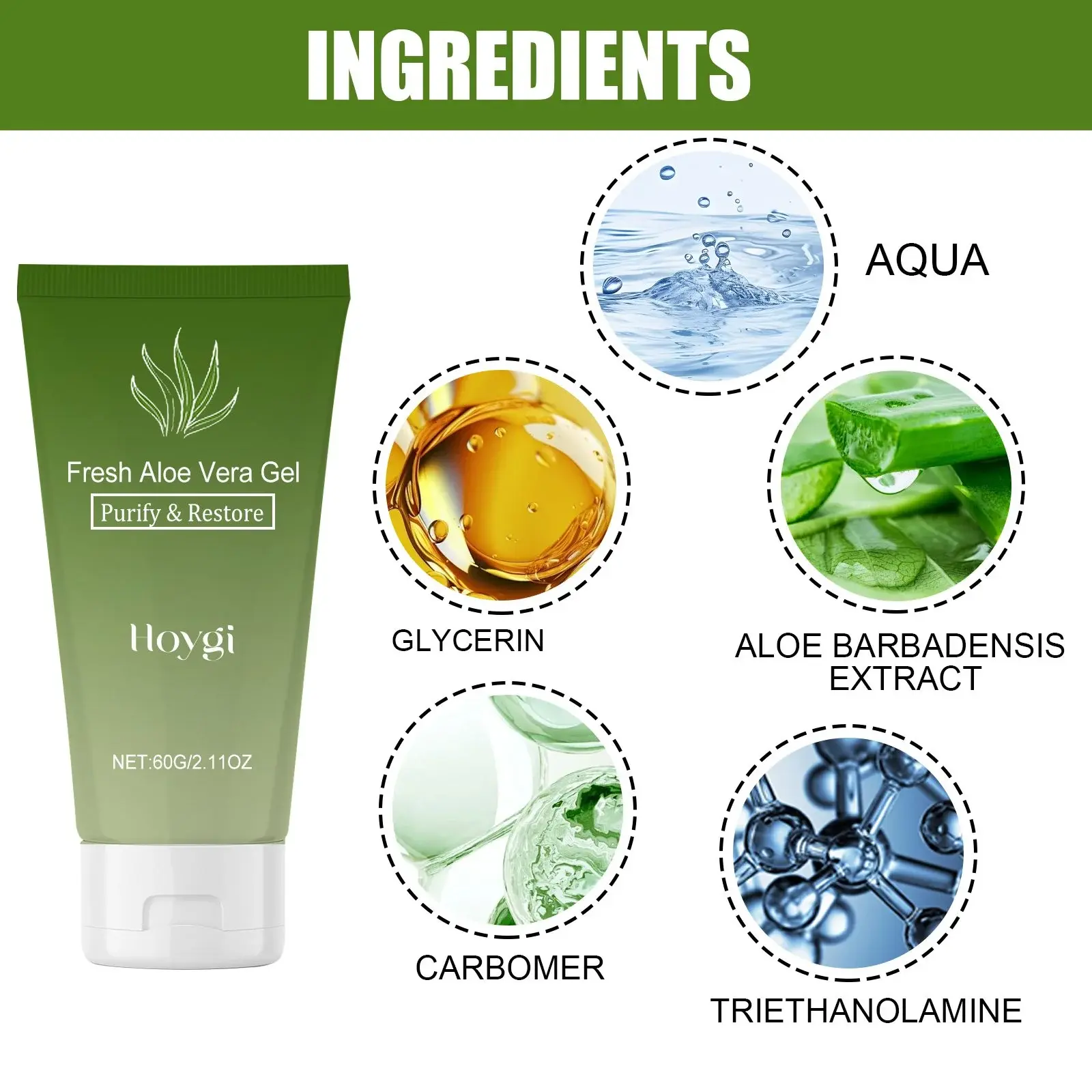 Fresh Aloe Vera Gel for Face - Soothing & Hydrating After Sun Care 3 HOA05 A037 60 GN1 10072030