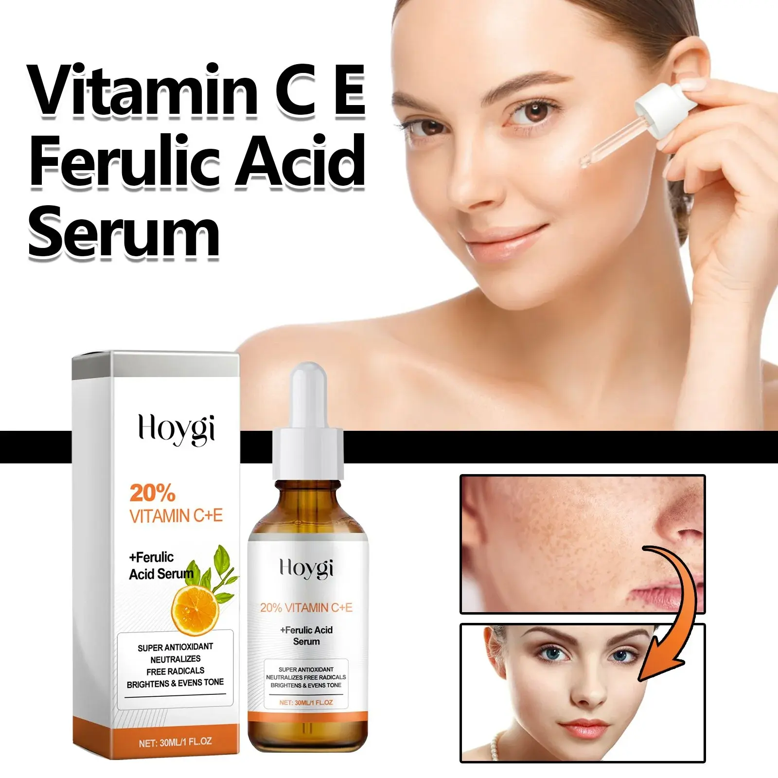 Vitamin C E Ferulic Acid Serum - Brightening & Moisturizing Formula 7 HOA05 A093 30 WH1 007