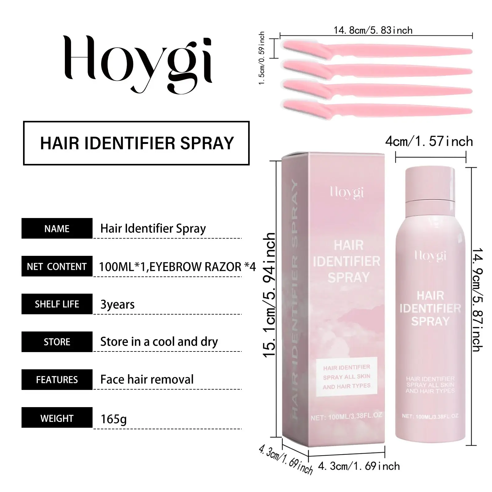 Facial Hair Softening Spray for Gentle Pre-Hair Removal - Hoygi 1 HOA05 A119 100 PK1 002