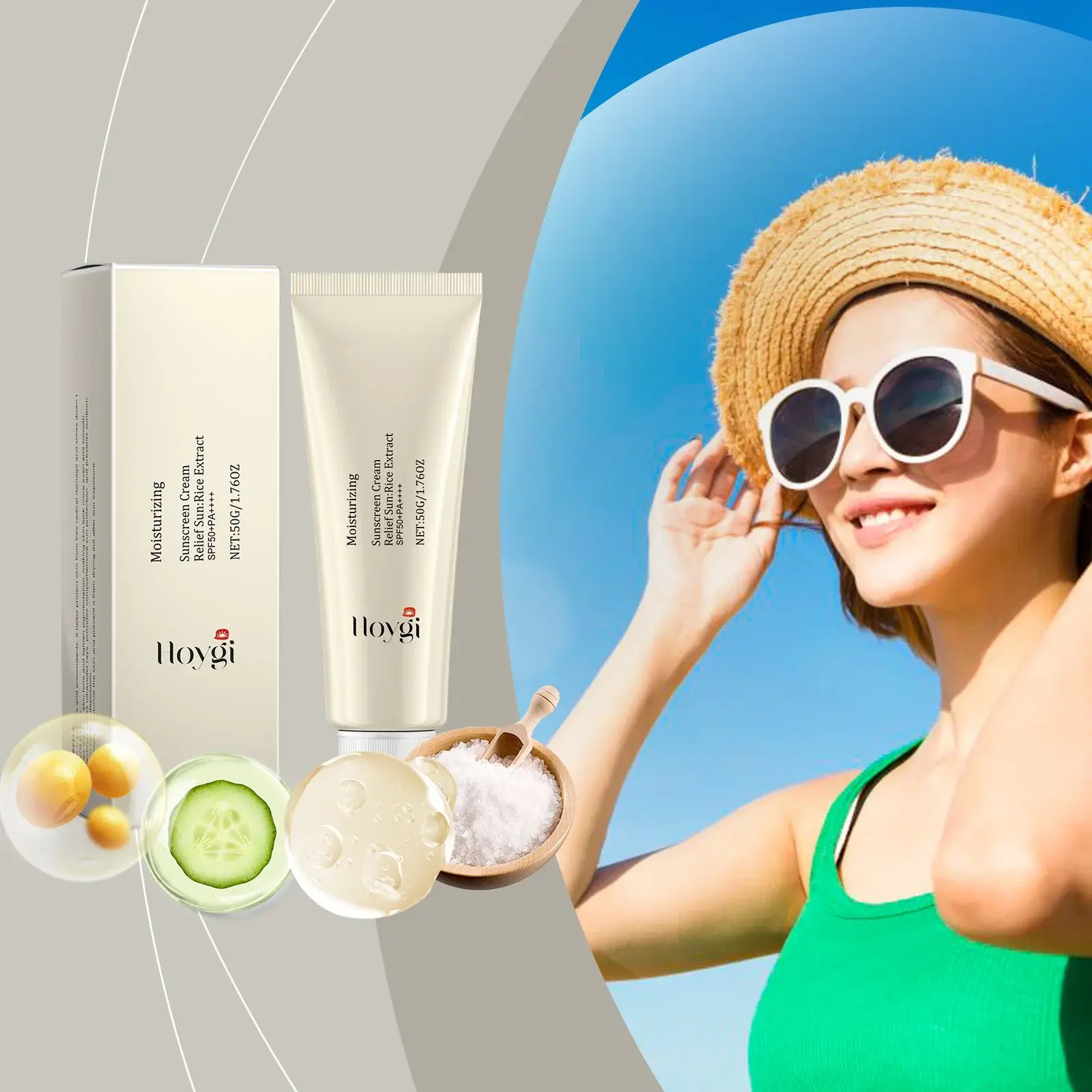 Moisturizing Sunscreen Cream with UV Protection for Face & Body - Hoygi 2 HOA05 A124 50 WH1 003
