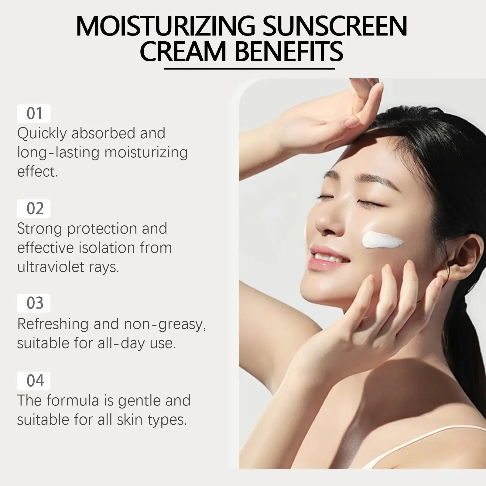 Moisturizing Sunscreen Cream with UV Protection for Face & Body - Hoygi 5 HOA05 A124 50 WH1 006