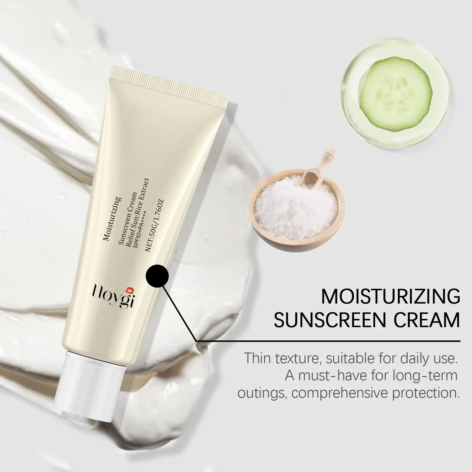 Moisturizing Sunscreen Cream with UV Protection for Face & Body - Hoygi 8 HOA05 A124 50 WH1 009