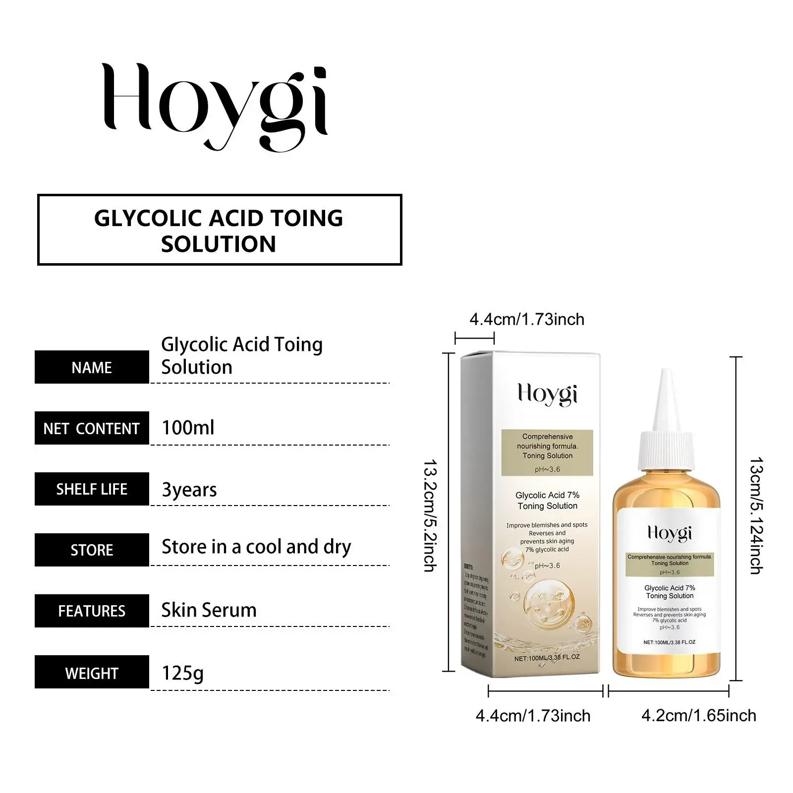 Glycolic Acid Face Toner - Oil Balancing & Skin Repair Formula 1 HOA05 A158 100 WH1 001