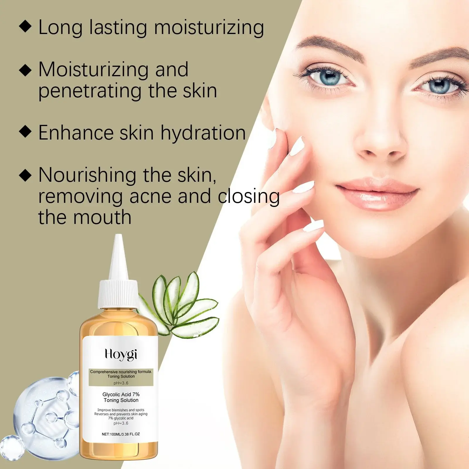 Glycolic Acid Face Toner - Oil Balancing & Skin Repair Formula 8 HOA05 A158 100 WH1 008