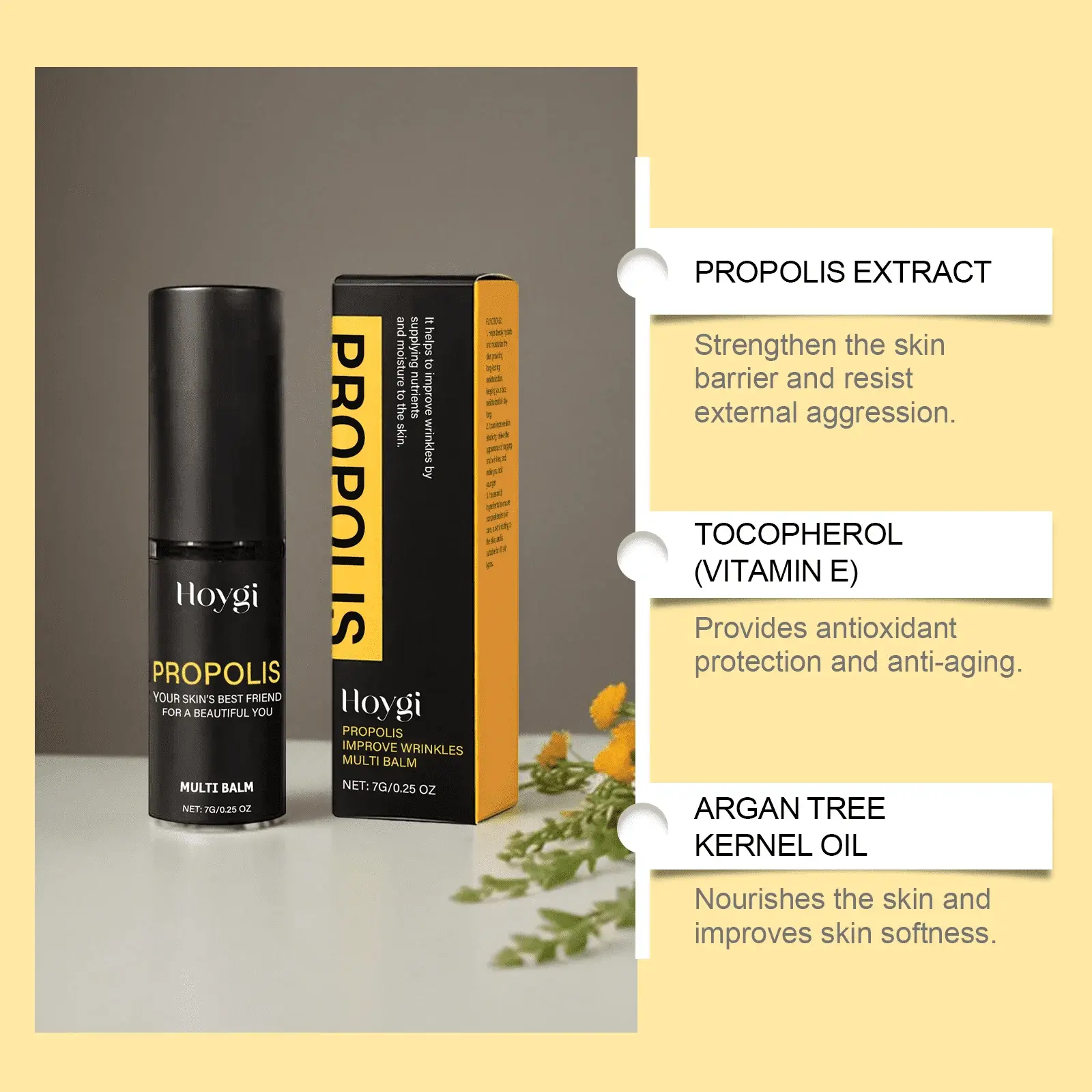 Propolis Moisturizer Stick for Dry Skin - Long-Lasting Hydration 8 HOA05 A169 7 BK1 008