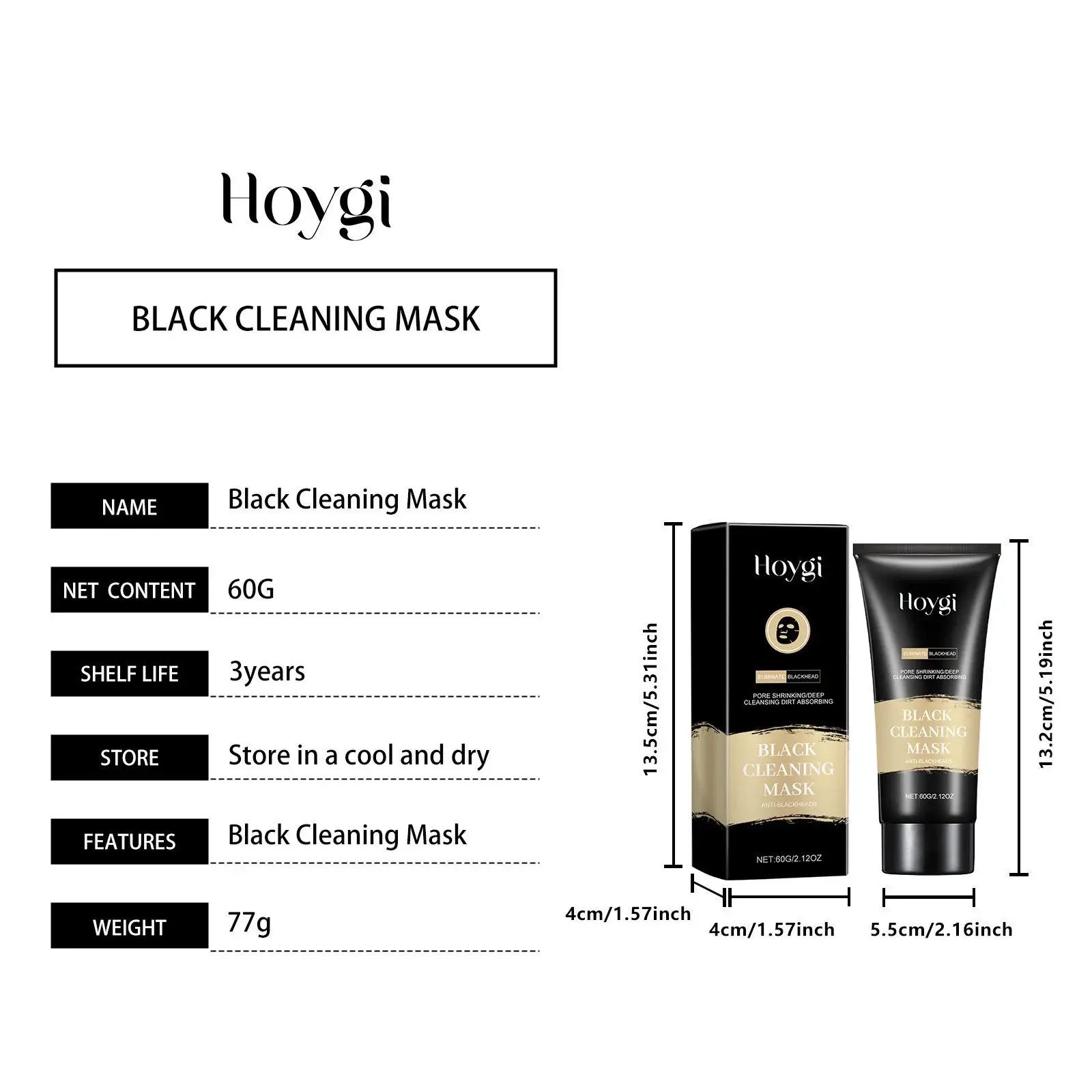 Blackhead Peel Mask for Pore Cleansing & Hydrating - Hoygi 1 HOA05 A176 60 BK1 001
