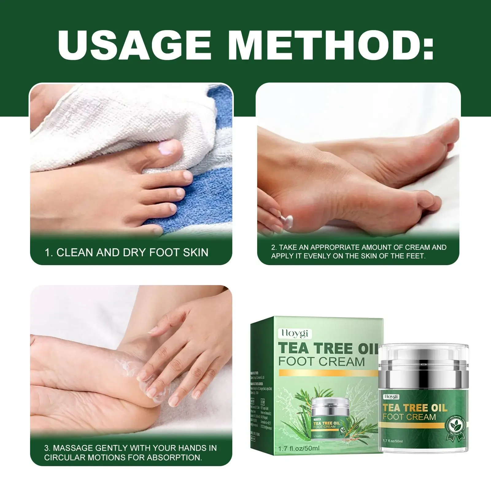 Tea Tree Oil Foot Cream for Cracked Heels & Dry Skin 4 HOA06 A001 50 GN1 1018