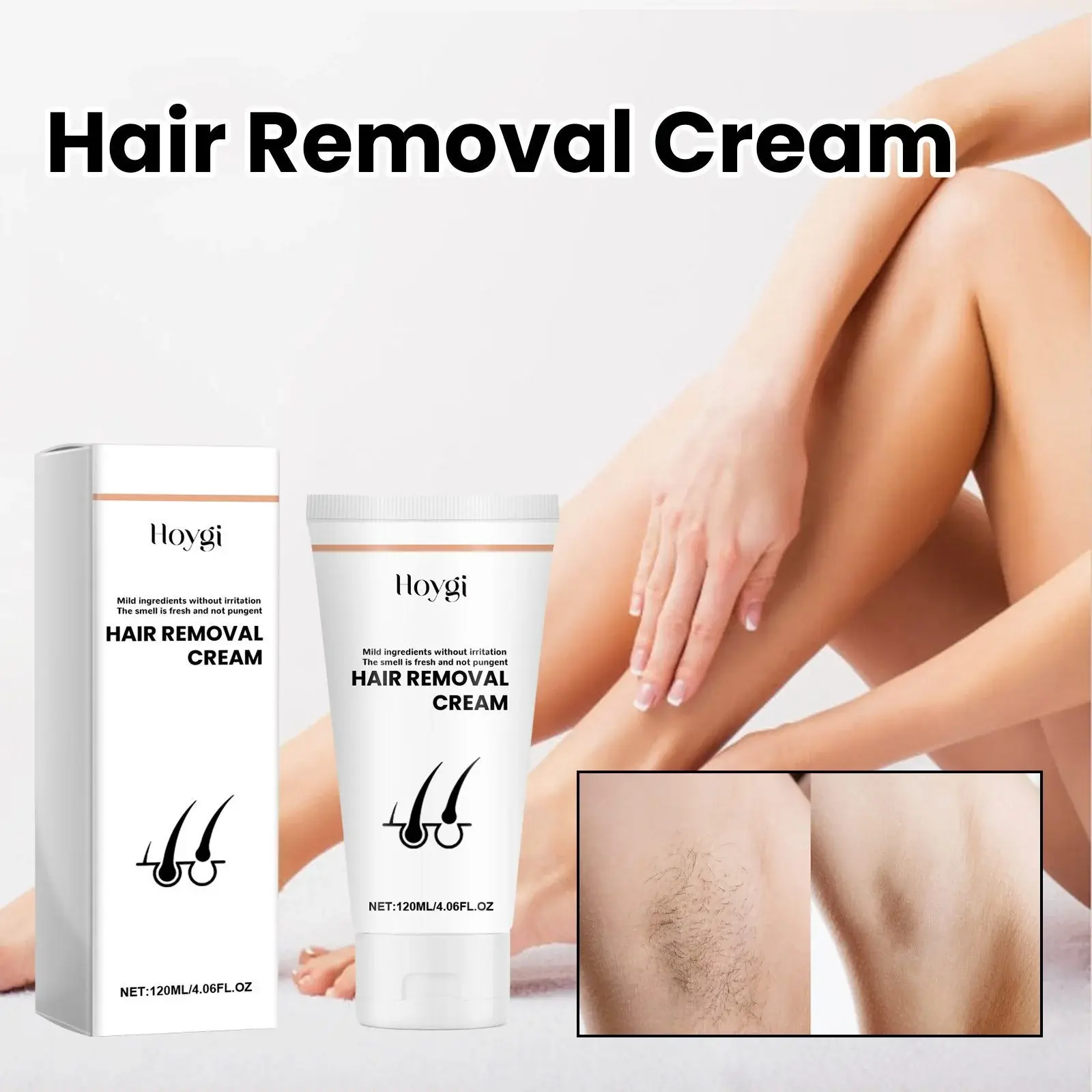 Gentle Hair Removal Cream for Men & Women - Moisturizing Formula 2 HOA06 A004 120 WH1 003