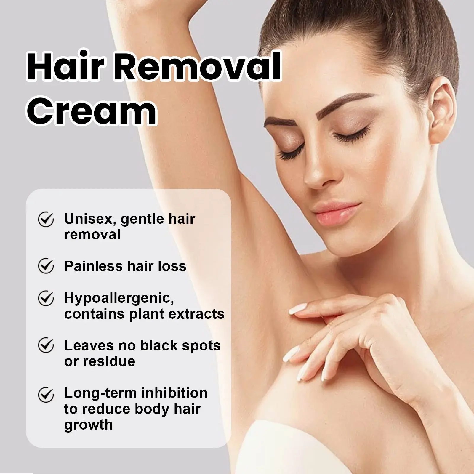 Gentle Hair Removal Cream for Men & Women - Moisturizing Formula 5 HOA06 A004 120 WH1 006