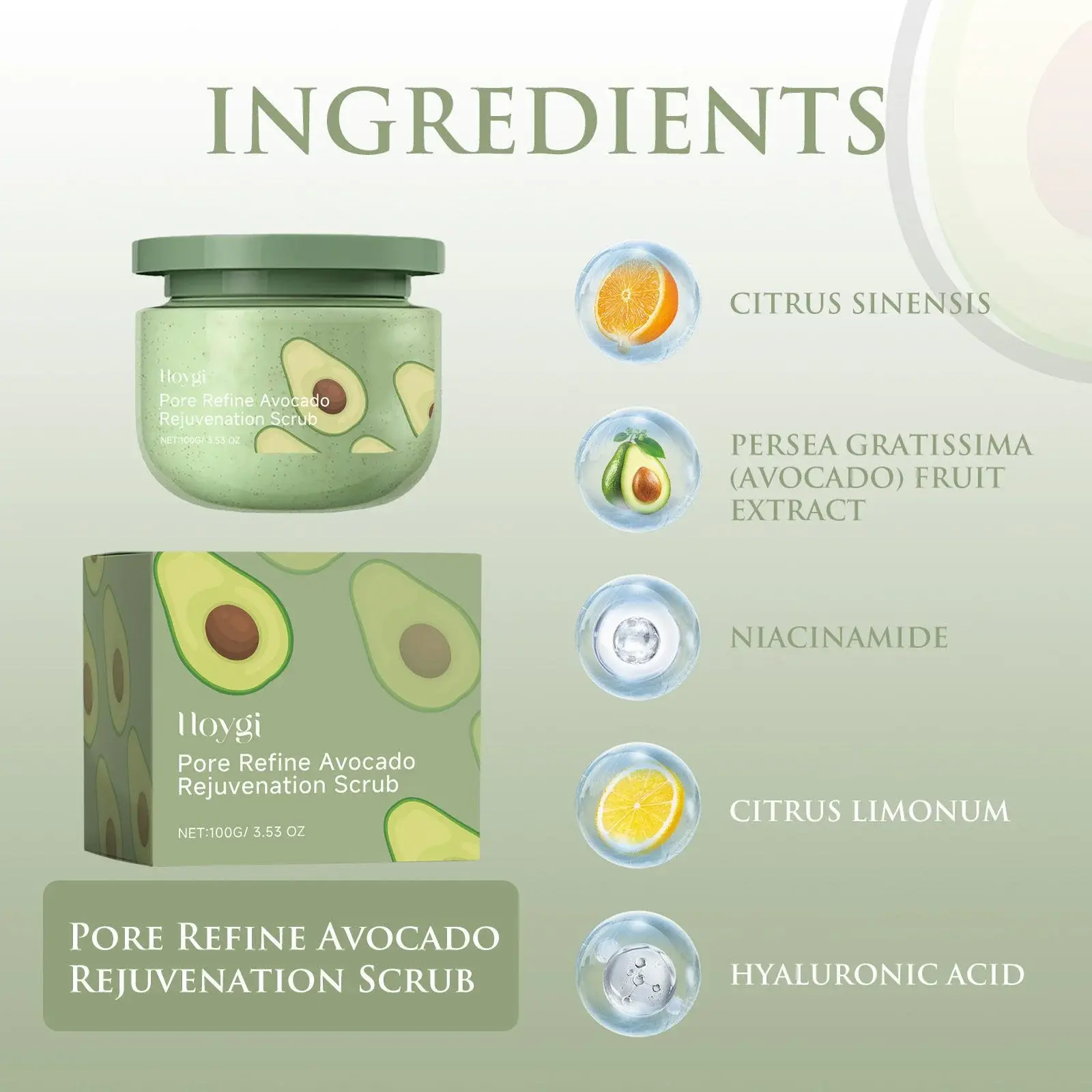 Avocado Ice Cream Body Scrub - Exfoliating Dead Skin Cleanser 3 HOA06 A011 100 GN1 004