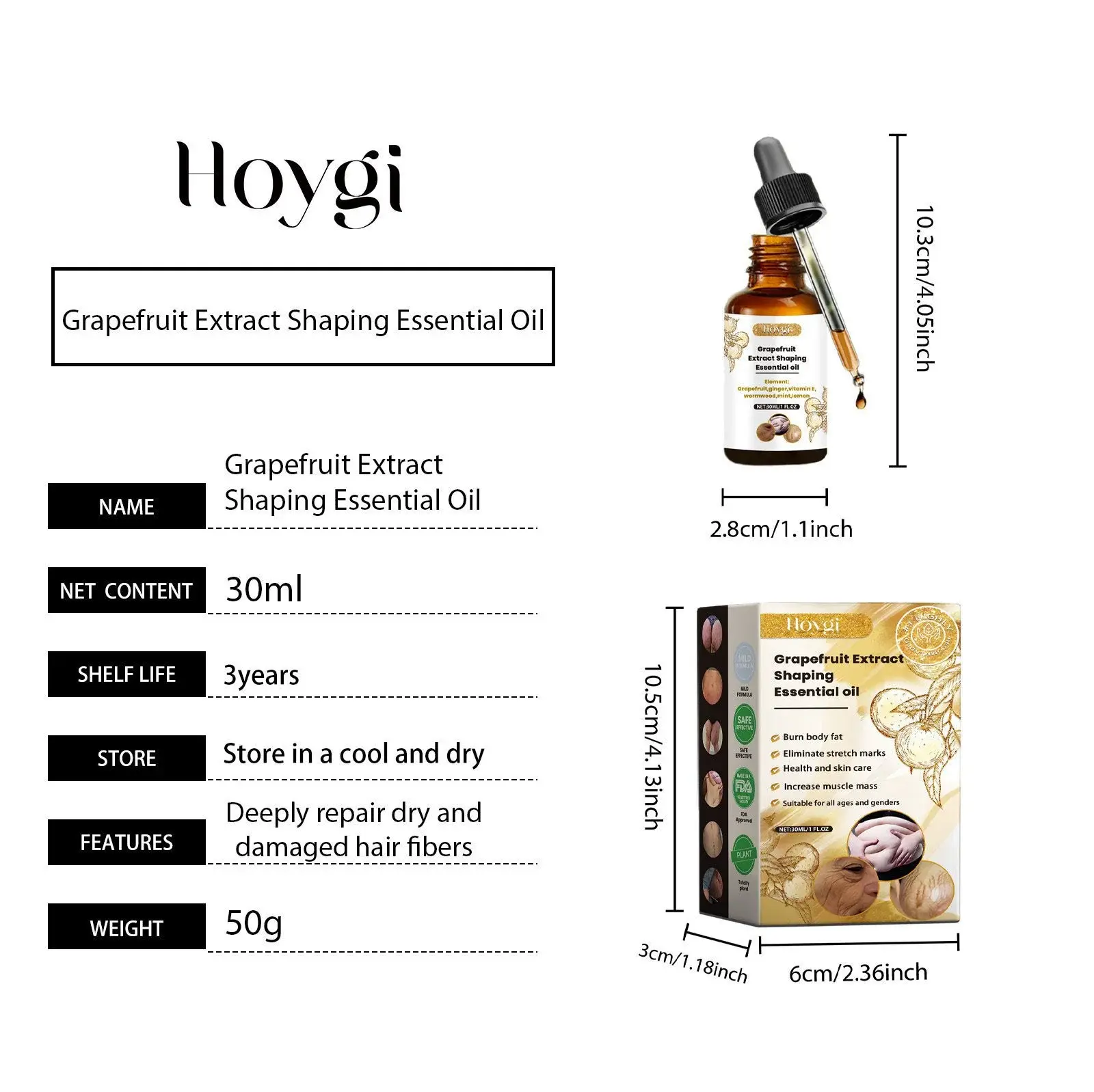 Grapefruit Body Firming Essential Oil - Revitalizing Massage Formula 1 HOA06 A018 30 WH1 001
